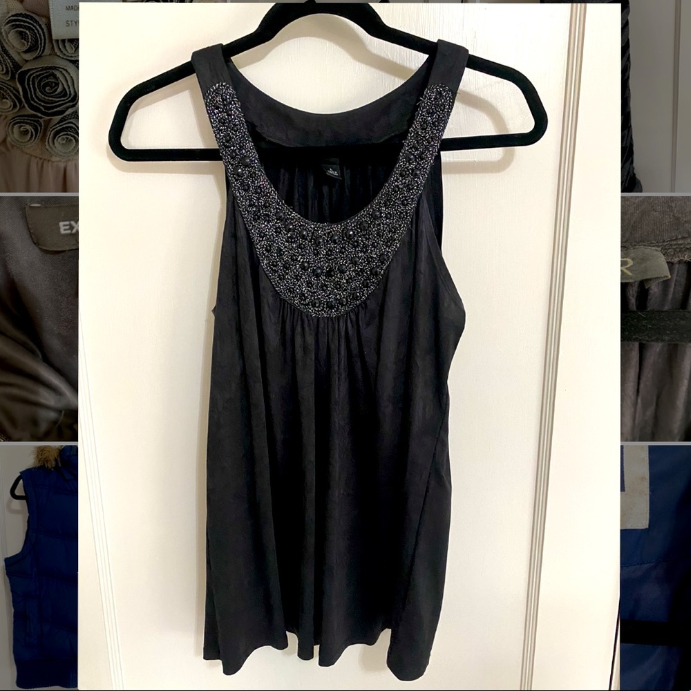 Black beaded blouse. Size Large